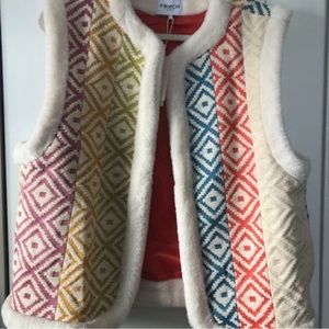 NWT FRNCH Vest with faux fur trim